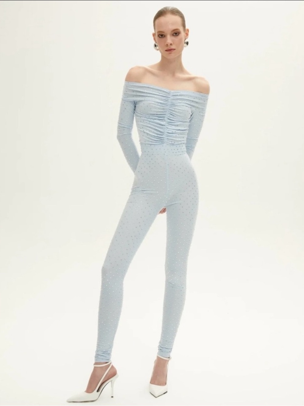 The New Arrivals By Ilkyaz Ozel Barbara Jumpsuit L’Aqua Brilliant Rhinestone